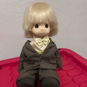 Precious Moments Doll in Brown Suit with Cream Hair
